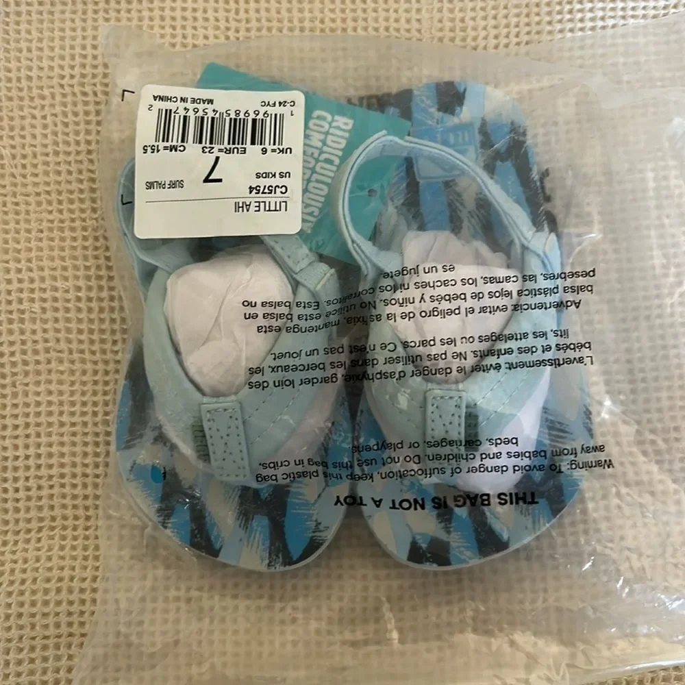 REEF Little Ahi Kids Sandals, Surf Palms, Size Kids 7, NWT